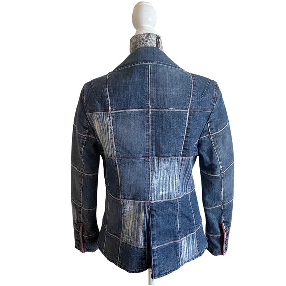 ❌ SOLD ❌ 90s Pepe Jeans London Patchwork Denim Sherry Blazer Jacket Size Medium - Picture 3 of 8